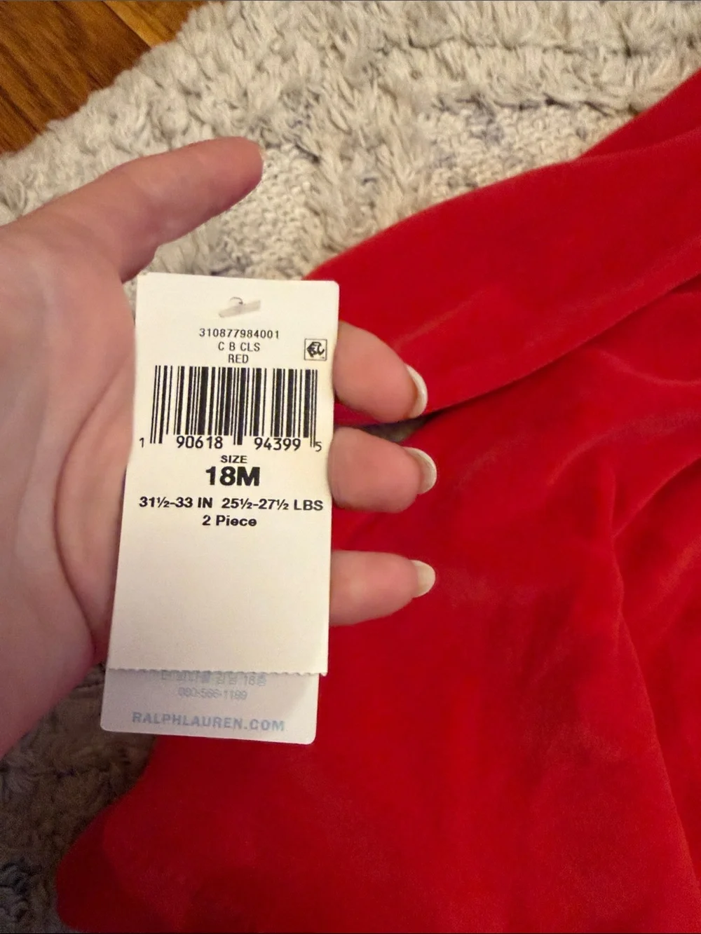 Ralph Lauren Red Velvet Two-Piece Infant Outfit